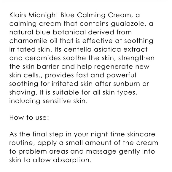 KLAIRS MIDNIGHT BLUE CALMING CREAM    New/Never used!! - Picture 6 of 7